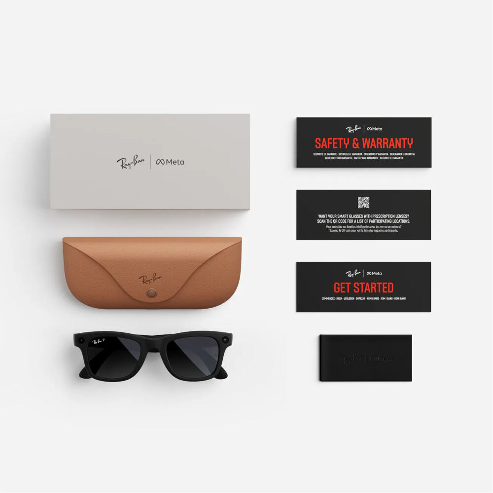 Meta Ray-Ban Wayfarer Glasses with Polarization (Matte Black, Standard)