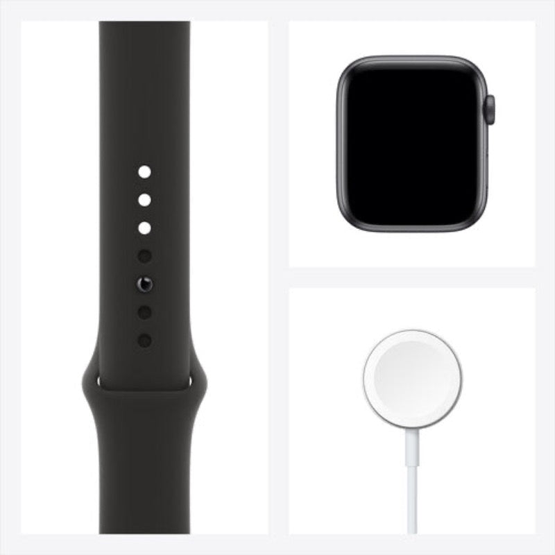 Apple Watch SE (GPS, 44mm, Space Gray Aluminum, Black Sport Band)